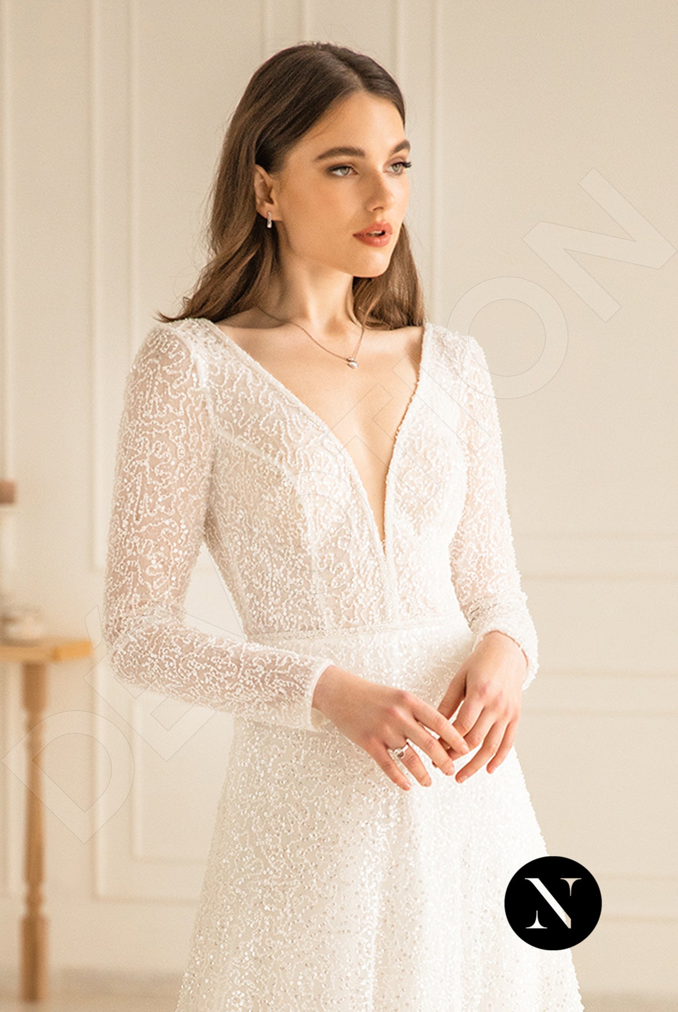 Elliena Open back A-line Long sleeve Wedding Dress 7