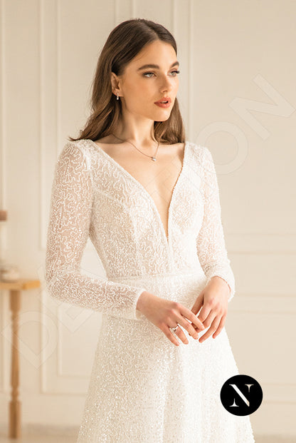 Elliena Open back A-line Long sleeve Wedding Dress 7