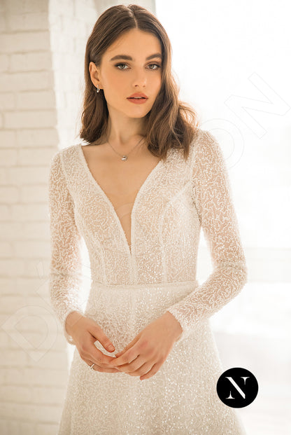 Elliena Open back A-line Long sleeve Wedding Dress 2