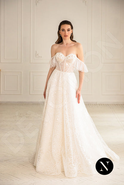 Gio Open back A-line Detachable sleeves Wedding Dress 6