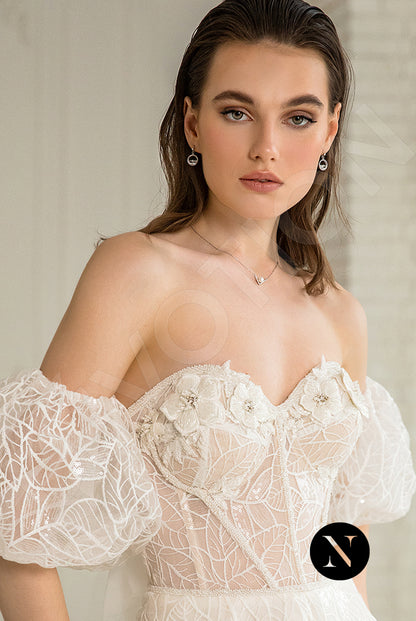 Gio Open back A-line Detachable sleeves Wedding Dress 9