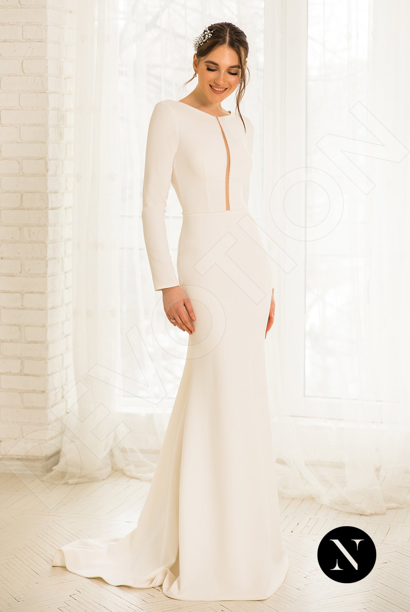 Margot Full back Trumpet/Mermaid Long sleeve Wedding Dress Front
