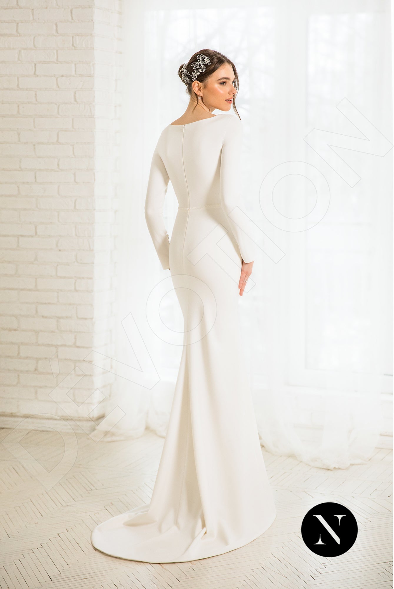 Margot Full back Trumpet/Mermaid Long sleeve Wedding Dress Back