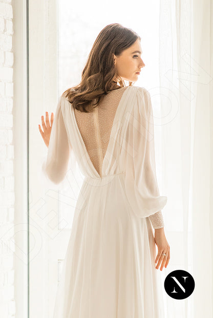 Marie Full back A-line Long sleeve Wedding Dress 3