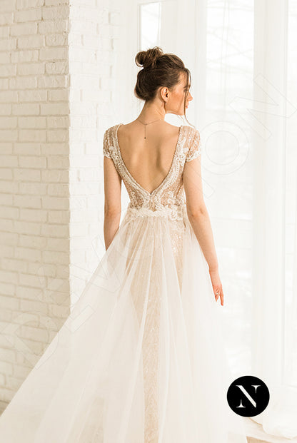 Miam Open back A-line Short/ Cap sleeve Wedding Dress 4