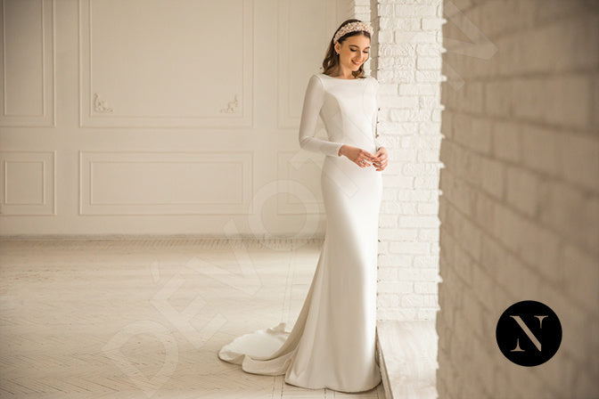Petal Full back Trumpet/Mermaid Long sleeve Wedding Dress 7