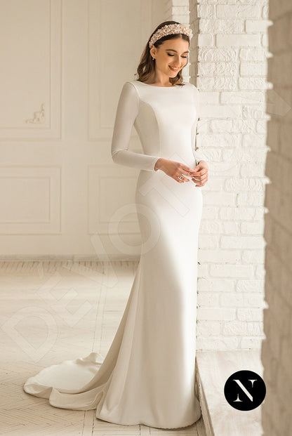 Petal Full back Trumpet/Mermaid Long sleeve Wedding Dress 4