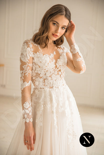 Phoenixe Full back A-line Long sleeve Wedding Dress 2