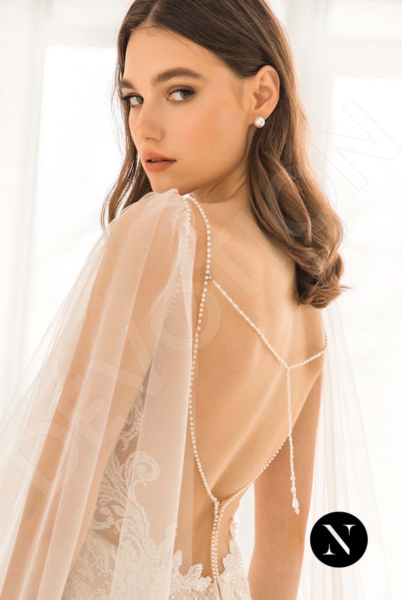 Story Open back Trumpet/Mermaid Detachable sleeves Wedding Dress 7