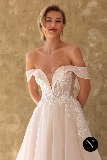 Aelis Open back A-line Short/ Cap sleeve Wedding Dress 6