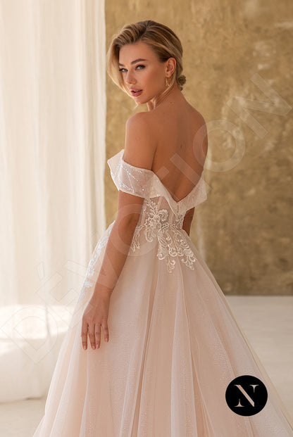 Aelis Open back A-line Short/ Cap sleeve Wedding Dress 3