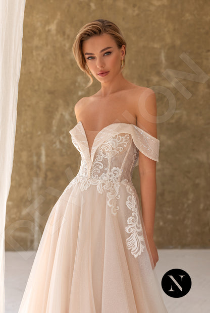 Aelis Open back A-line Short/ Cap sleeve Wedding Dress 2