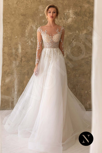 Aimee Full back A-line Long sleeve Wedding Dress Front