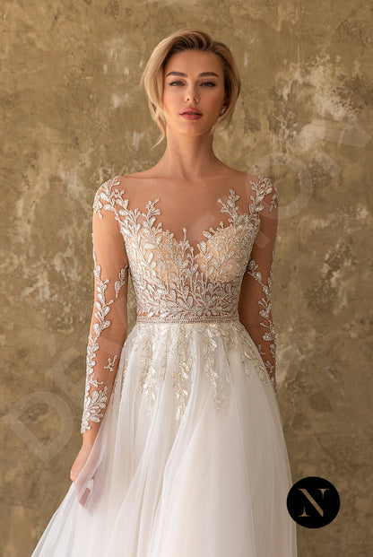 Aimee Full back A-line Long sleeve Wedding Dress 5