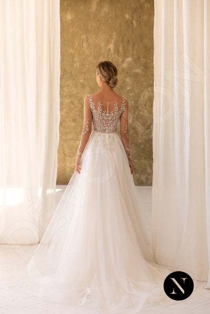 Aimee Full back A-line Long sleeve Wedding Dress Back