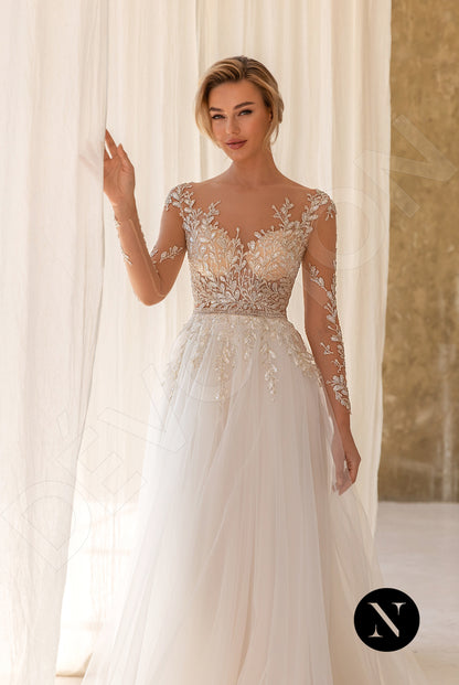 Aimee Full back A-line Long sleeve Wedding Dress 2