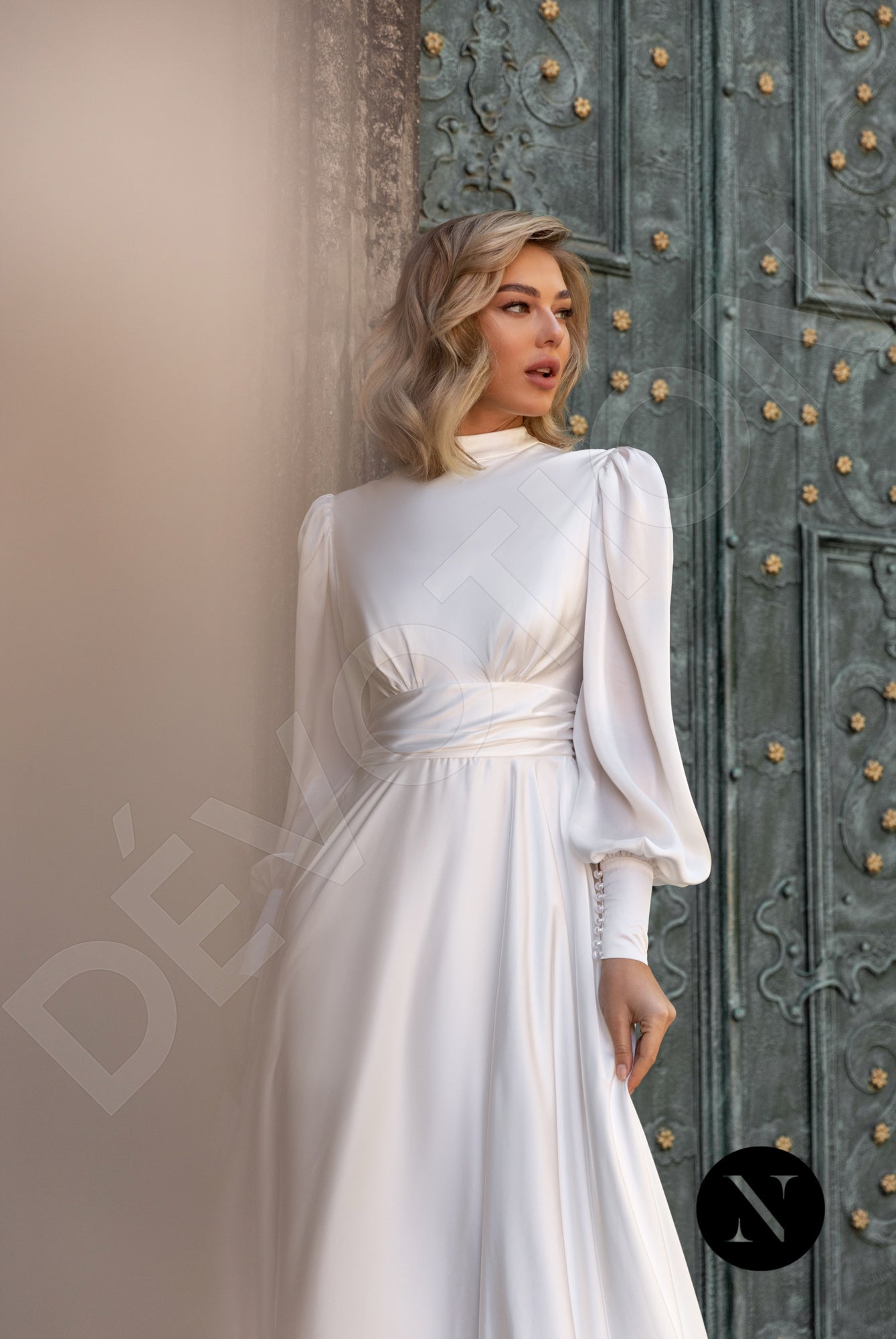 Leda High Neck Dress with Cut-Out and Cape - Blini Fashion House Belt Cape  Cut in Chest – Blini Fashion House