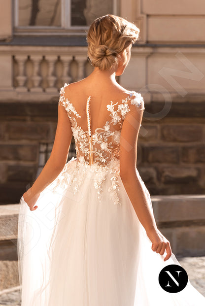 Bijou Full back A-line Short/ Cap sleeve Wedding Dress 3