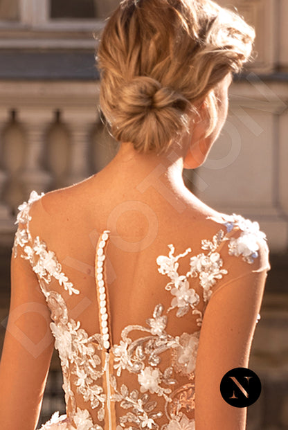 Bijou Full back A-line Short/ Cap sleeve Wedding Dress 7