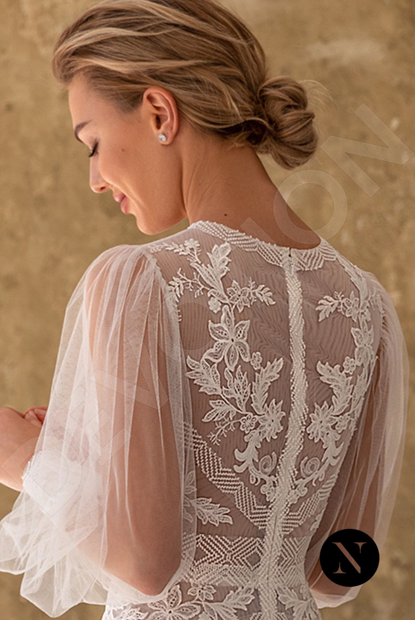 Celina Full back A-line Long sleeve Wedding Dress 3
