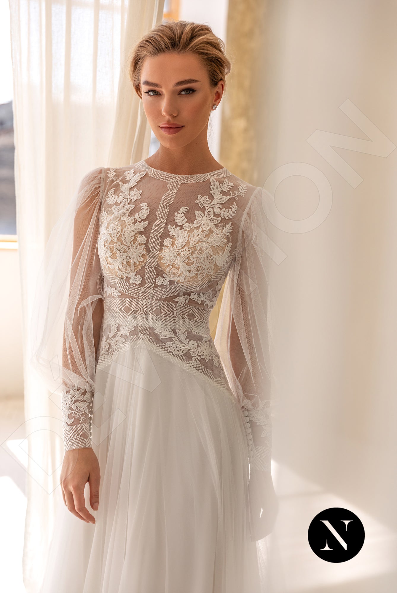 Celina Full back A-line Long sleeve Wedding Dress 2