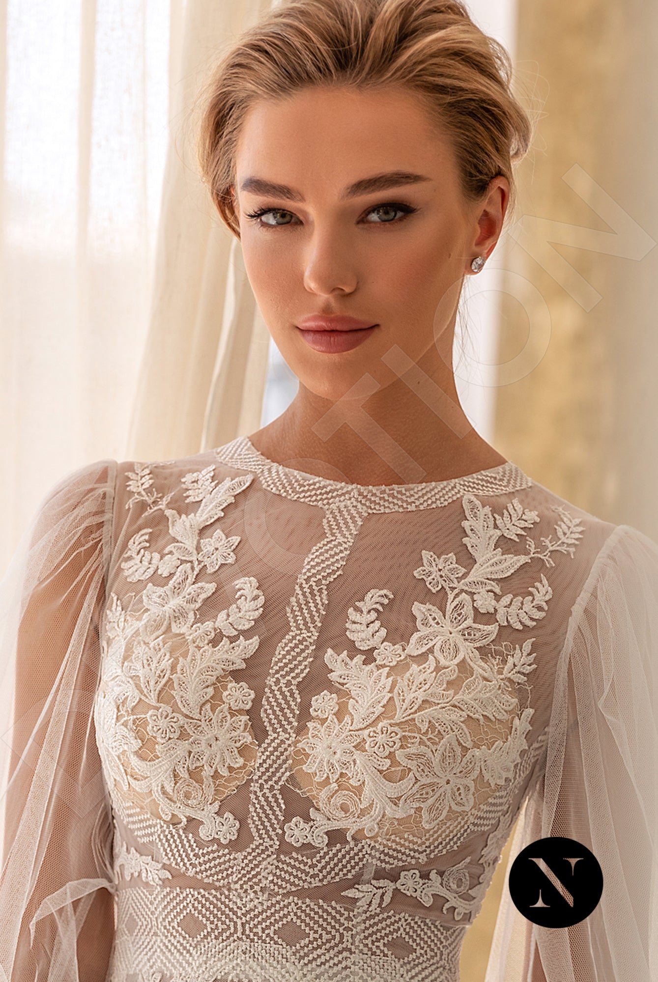 Celina Full back A-line Long sleeve Wedding Dress 7