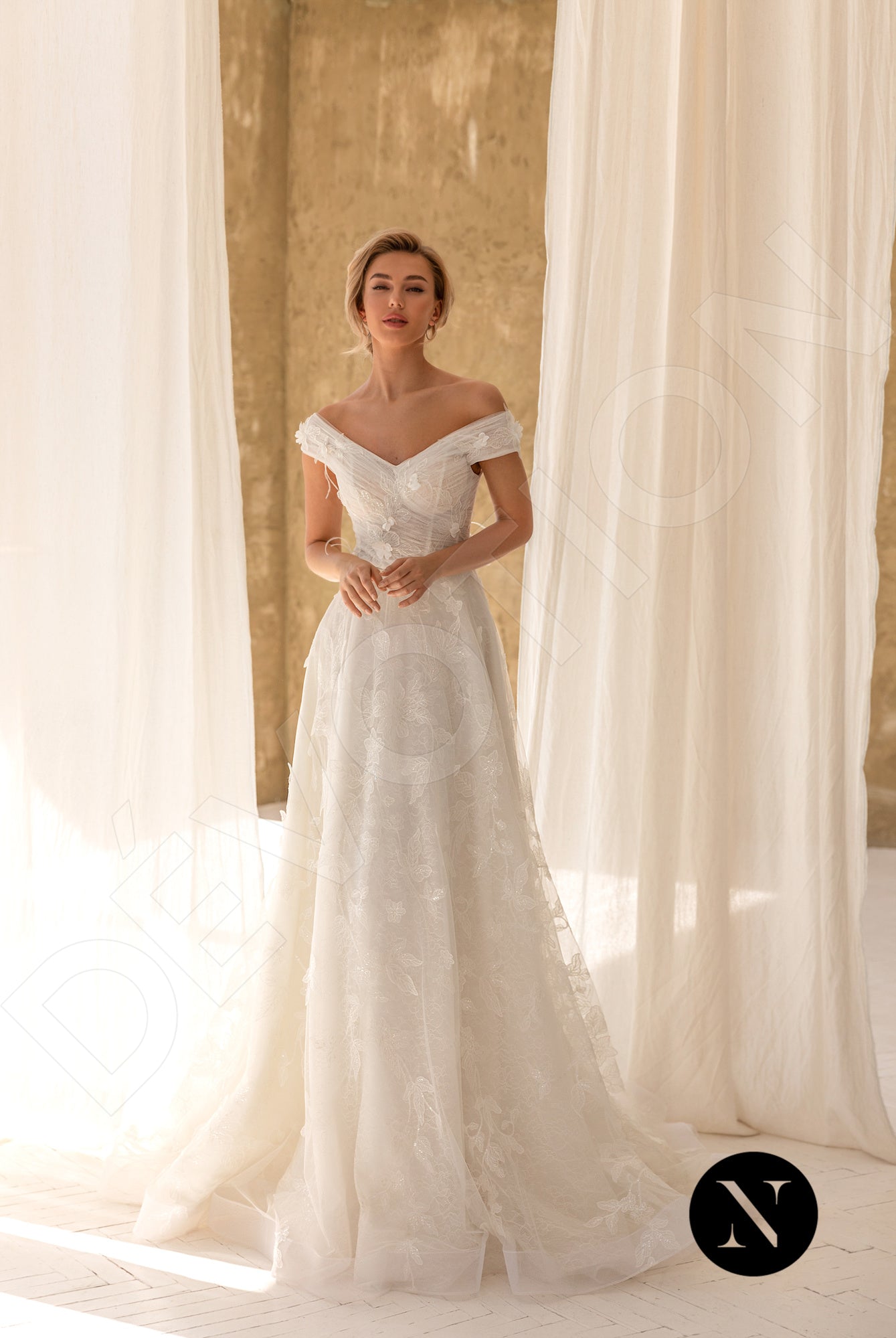 Esmina Open back A-line Short/ Cap sleeve Wedding Dress 6