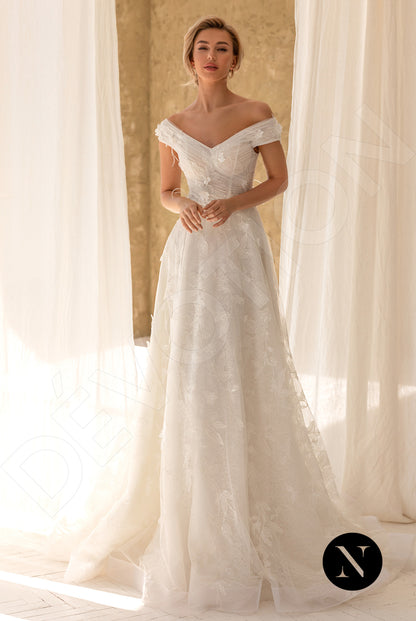 Esmina Open back A-line Short/ Cap sleeve Wedding Dress Front