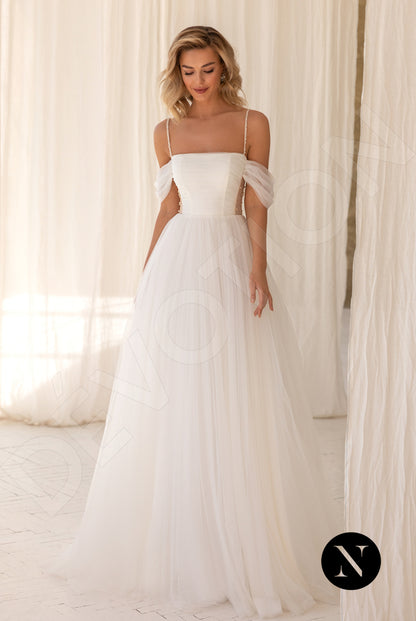 Ines Open back A-line Straps Wedding Dress Front