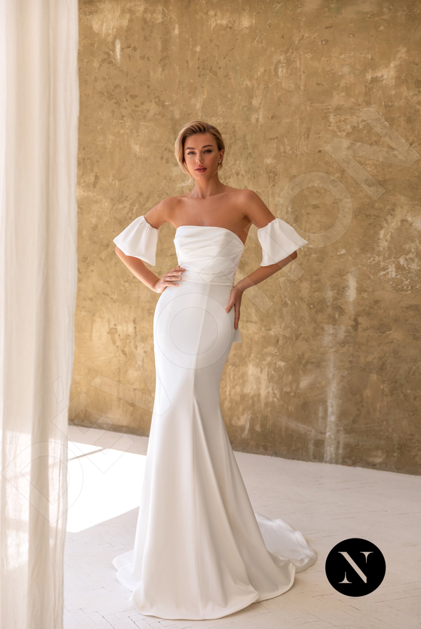 Manon Open back Trumpet/Mermaid Detachable sleeves Wedding Dress 5