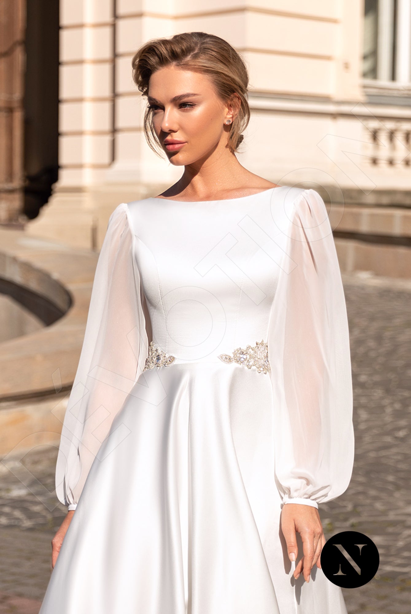 Marlena Open back A-line Long sleeve Wedding Dress 4