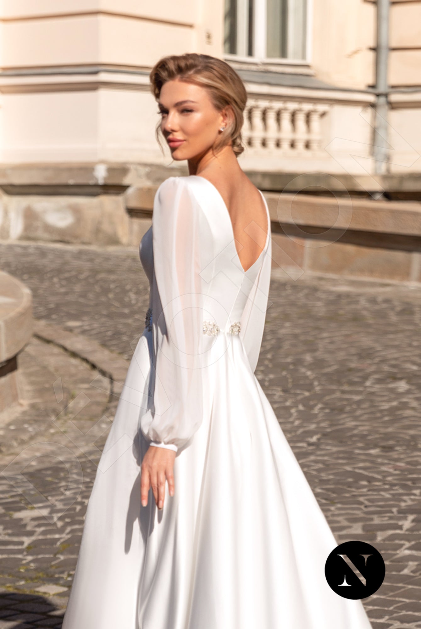Marlena Open back A-line Long sleeve Wedding Dress 3
