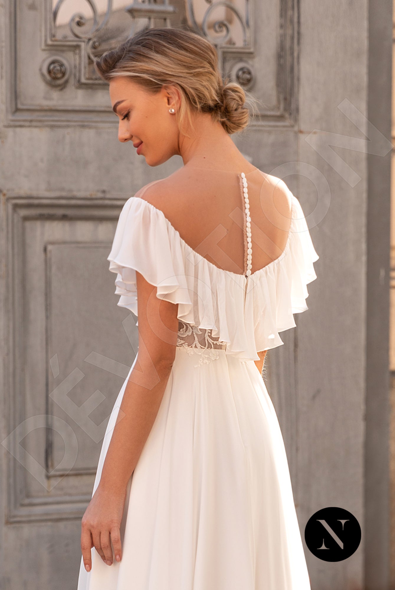 Meline A-line Off-shoulder/Drop shoulders Milk Wedding dress