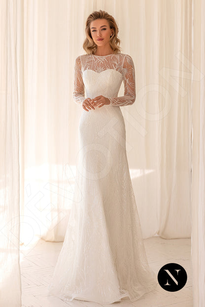 Miriam Full back Trumpet/Mermaid Long sleeve Wedding Dress Front