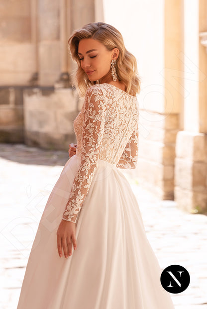Neva Full back A-line Long sleeve Wedding Dress 3