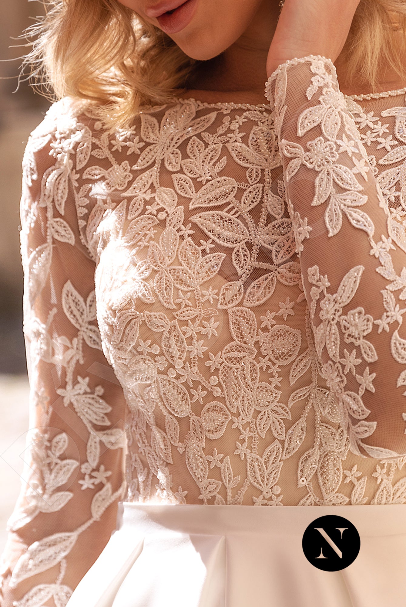 Neva Full back A-line Long sleeve Wedding Dress 5