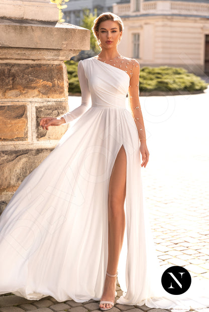 Oceane Full back A-line Long sleeve Wedding Dress Front