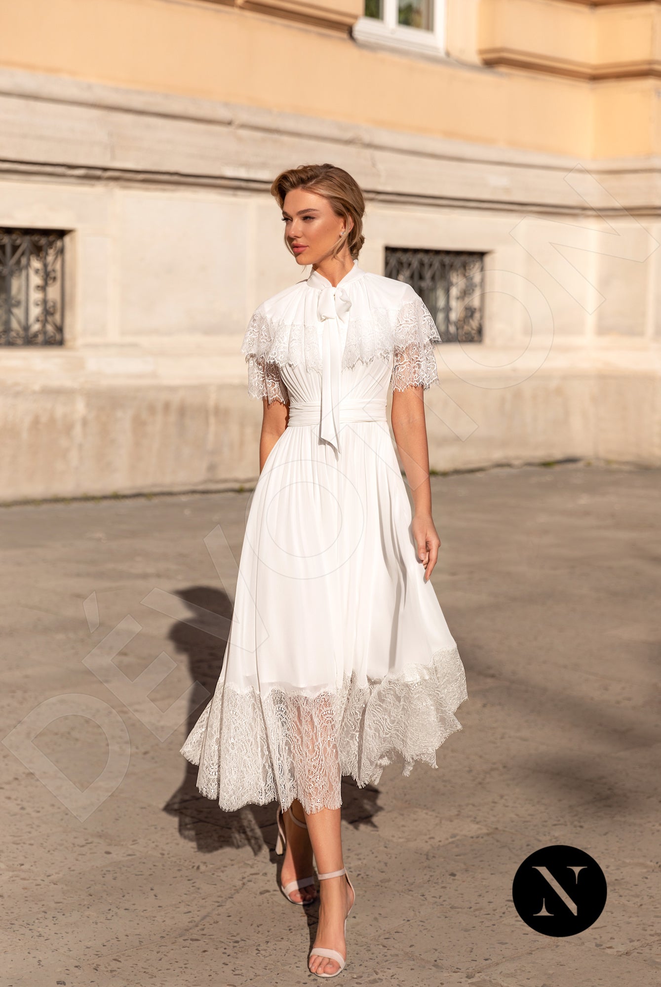 Sophine Full back A-line Short/ Cap sleeve Wedding Dress 6