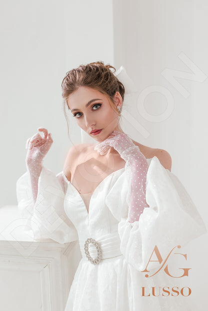 Charly Open back A-line Half sleeve Wedding Dress 9