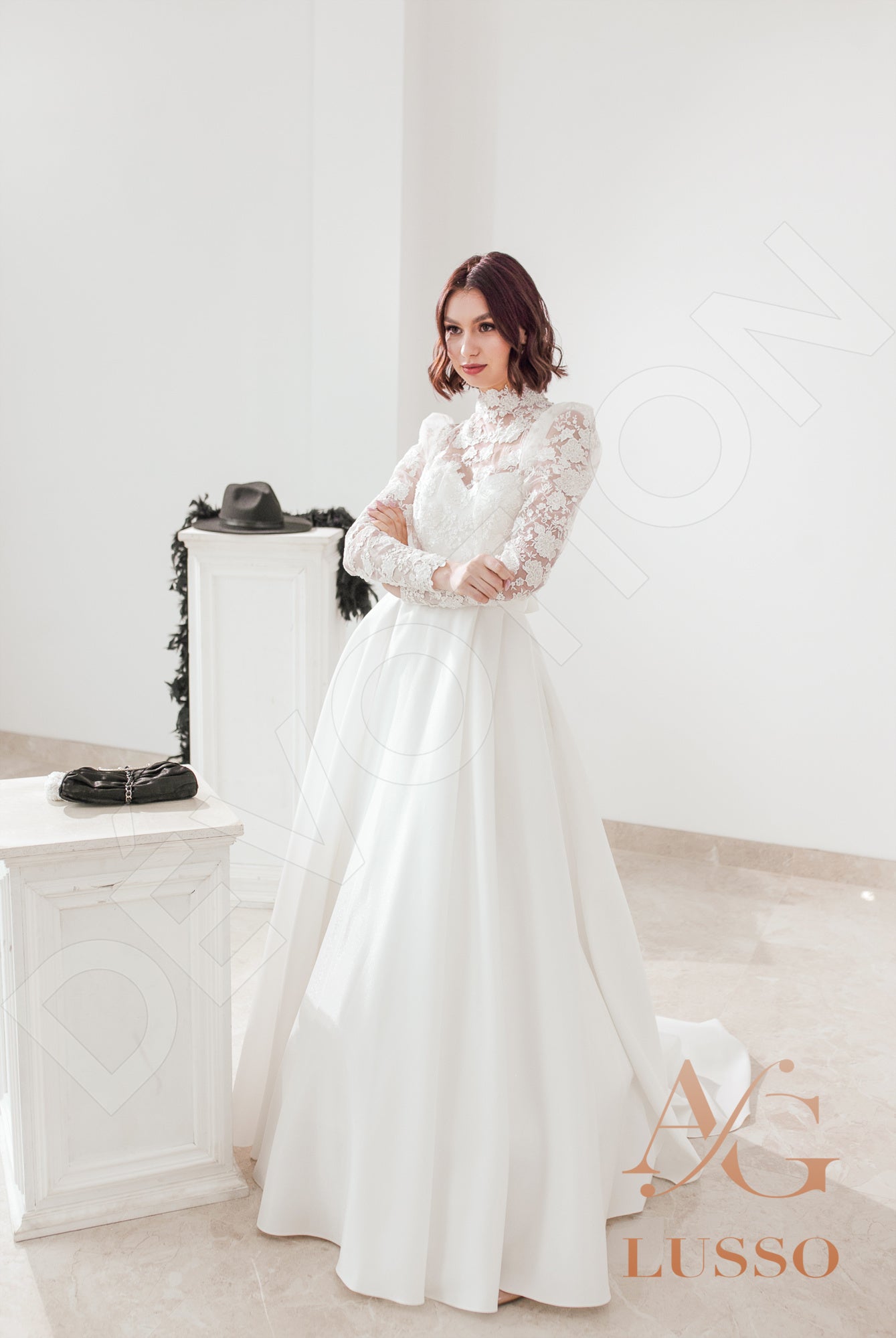 Janessa A-line High neck LightMilk Wedding dress