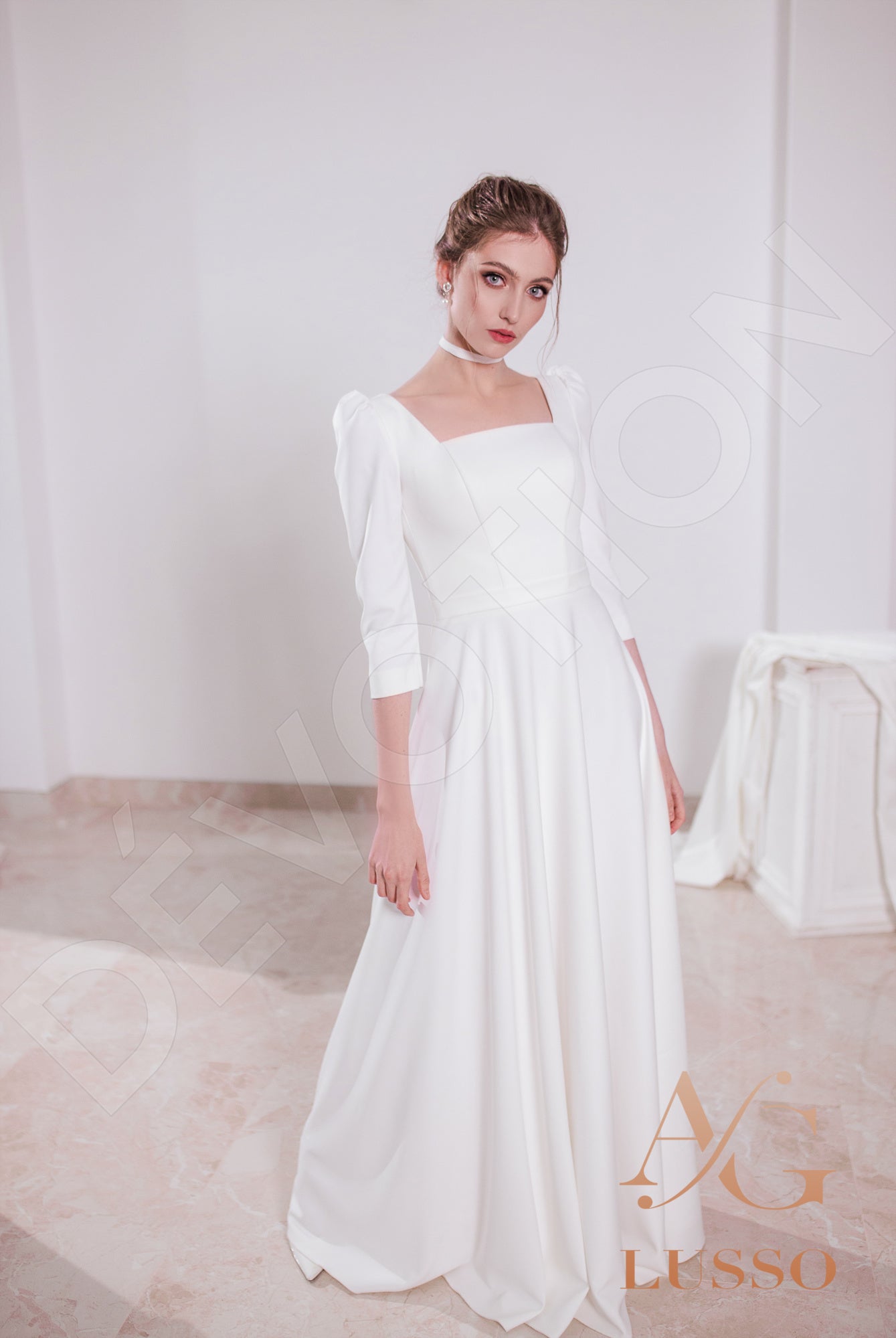 Parisa Open back A-line 3/4 sleeve Wedding Dress 8
