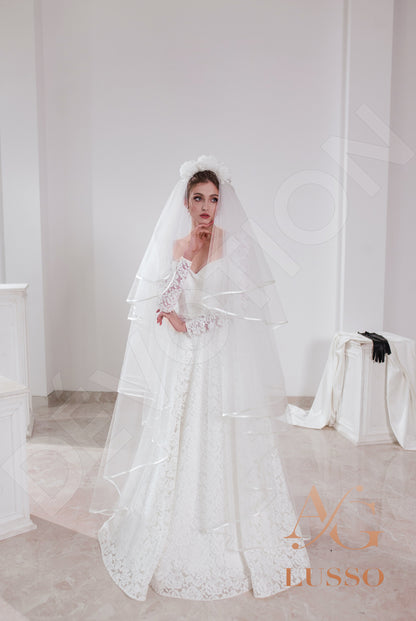 Stephany Open back A-line Long sleeve Wedding Dress 6