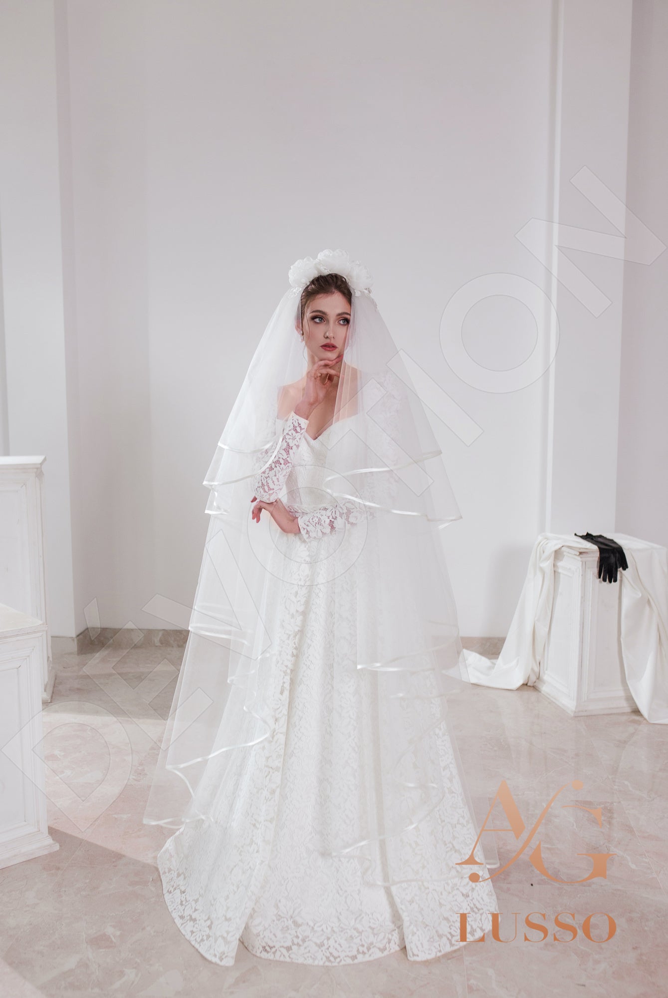 Stephany Open back A-line Long sleeve Wedding Dress 6