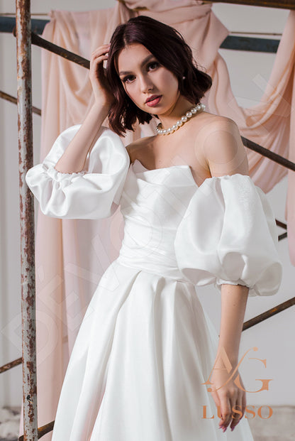 Arienna Open back A-line Detachable sleeves Wedding Dress 4