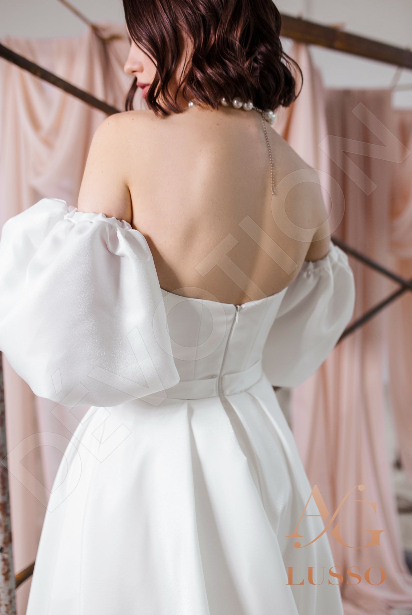 Arienna Open back A-line Detachable sleeves Wedding Dress 3