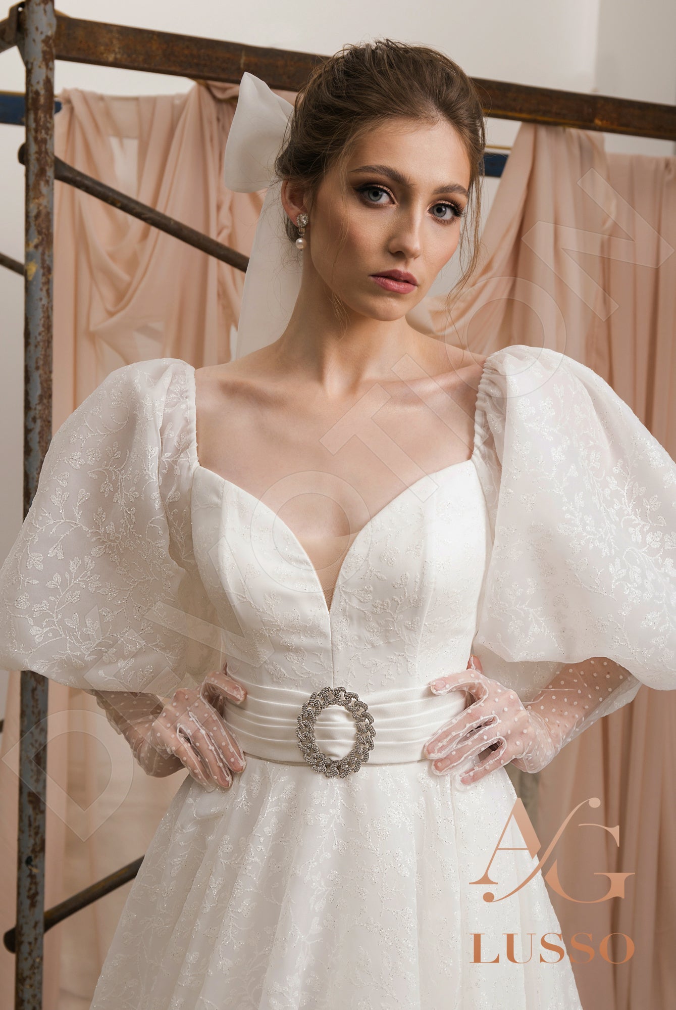 Charly Open back A-line Half sleeve Wedding Dress 2
