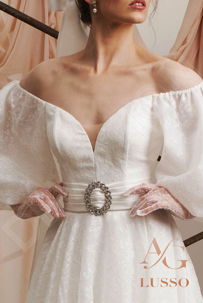 Charly Open back A-line Half sleeve Wedding Dress 11