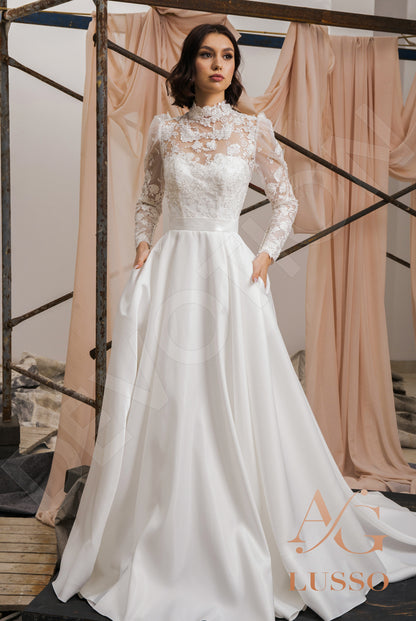 Janessa Full back A-line Long sleeve Wedding Dress Front