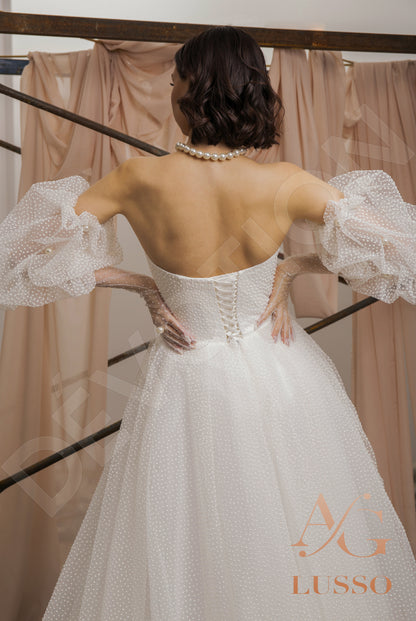 Sabrita Open back A-line Detachable sleeves Wedding Dress Back