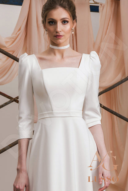 Parisa Open back A-line 3/4 sleeve Wedding Dress 2